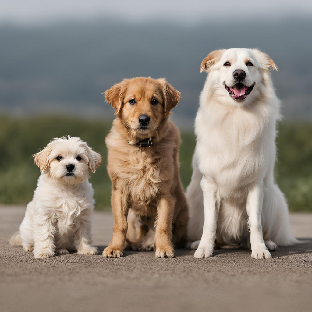 Three different age dogs
